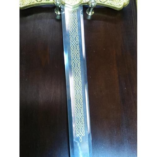 114 - Wooden mounted Franklin Mint sword 'Excalibur', approx 126cms