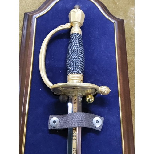 115 - Wooden mounted Franklin Mint sword 'Der Degen Friedrichs Des Grossen Konig Von Preussen', approx 110... 