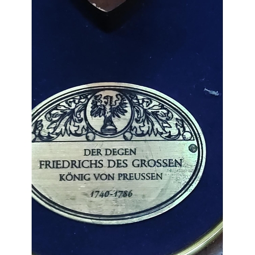 115 - Wooden mounted Franklin Mint sword 'Der Degen Friedrichs Des Grossen Konig Von Preussen', approx 110... 