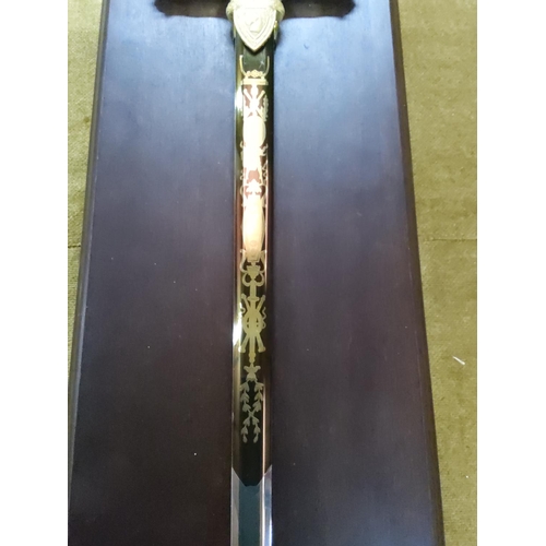 116 - Wooden mounted Franklin Mint Napoleon's Ceremonial sword, approx 102cms