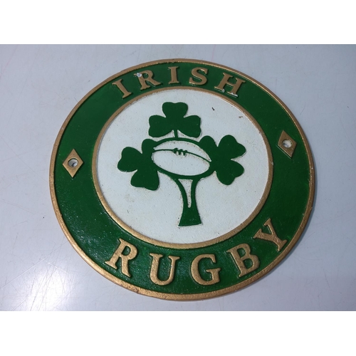 174 - Cast metal rugby sign