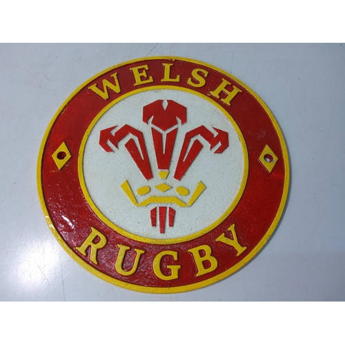 175 - Cast metal rugby sign