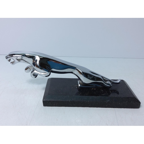 208 - Jaguar mascot on marble base, 21cms in length