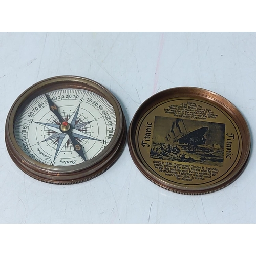 247 - Brass compass marked Titanic