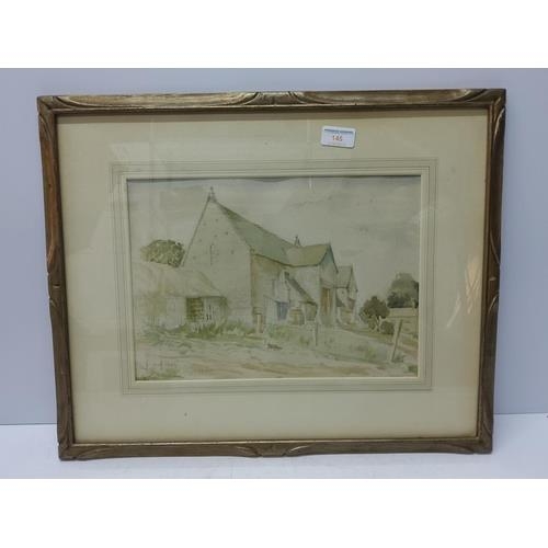 71 - 2 framed street scenes, framed and signed farmhouse watercolour and a framed watercolour