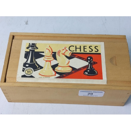 20 - Carved wooden chess set with original box