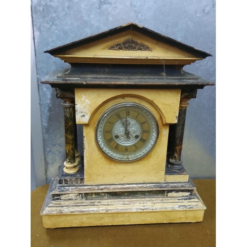 178 - Large ornate antique wooden cased clock, height 57cms