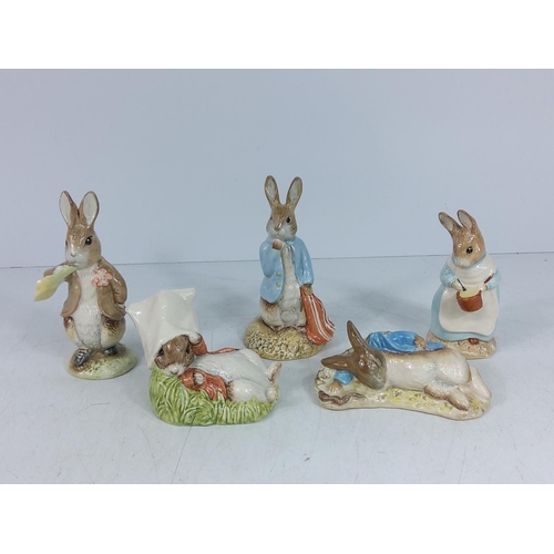 5 unboxed Royal Albert Beatrix Potter figures, Benjamin Wakes Up, Peter ...