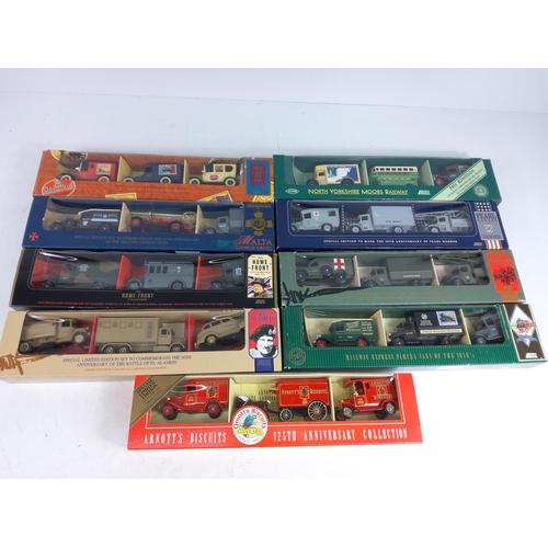 137 - 9 boxed model vehicle sets including military