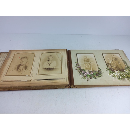 143 - Victorian photograph album and contents