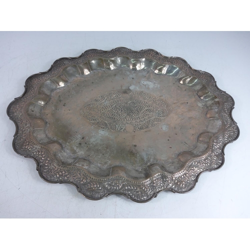 151 - Eastern white metal tray, 51 x 42cms