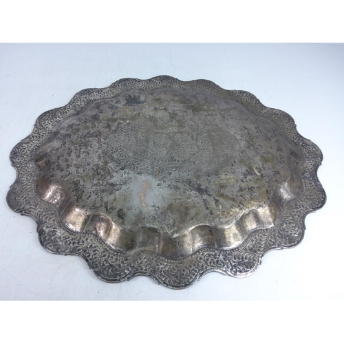 151 - Eastern white metal tray, 51 x 42cms