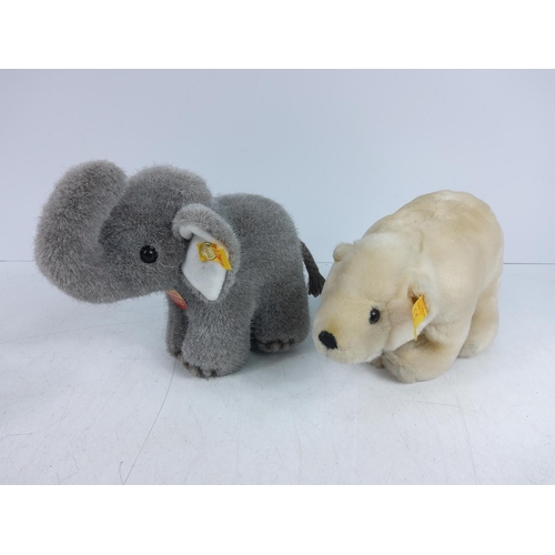 4 - Steiff polar bear and elephant