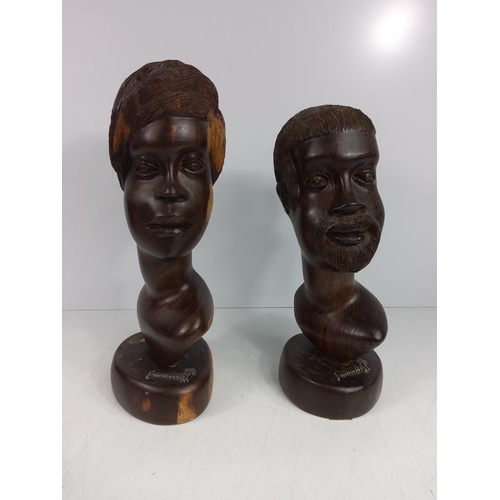 6 - Pair of African carved busts