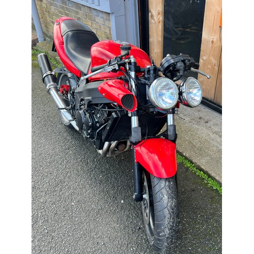 8 - Red Triumph  Speed 4 Motorbike this bike is being sold as a project bike, it has had a new battery t... 