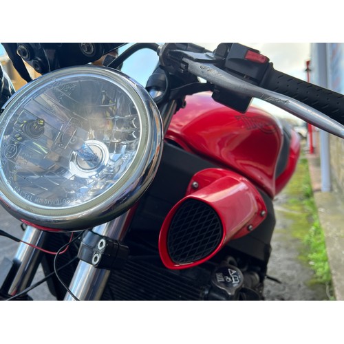 8 - Red Triumph  Speed 4 Motorbike this bike is being sold as a project bike, it has had a new battery t... 