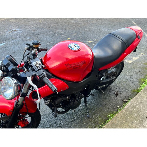 8 - Red Triumph  Speed 4 Motorbike this bike is being sold as a project bike, it has had a new battery t... 