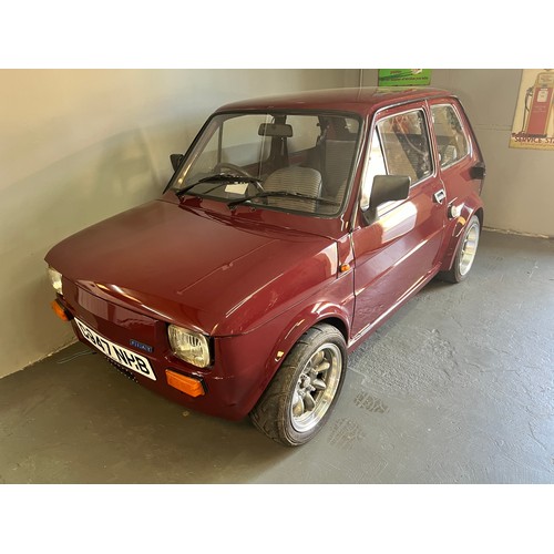 2 - 1987 Burgundy Fiat 126 powered by a ZZR1100 Petrol engine which pushes 140 BHP... this quirky little... 