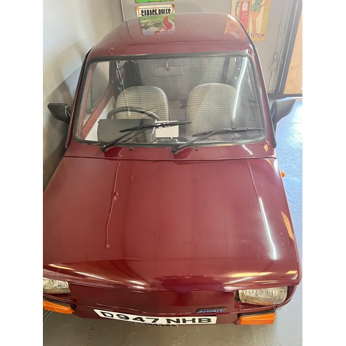 1987 Burgundy Fiat 126 powered by a ZZR1100 Petrol engine which pushes ...