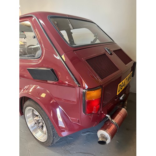 1987 Burgundy Fiat 126 powered by a ZZR1100 Petrol engine which pushes ...