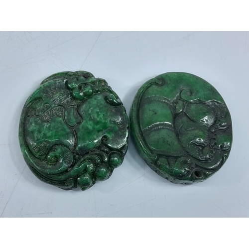 271 - 2 carved jade amulets