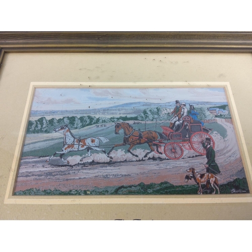 173 - Pair of vintage horse and cart scenes, 30 x 23cms