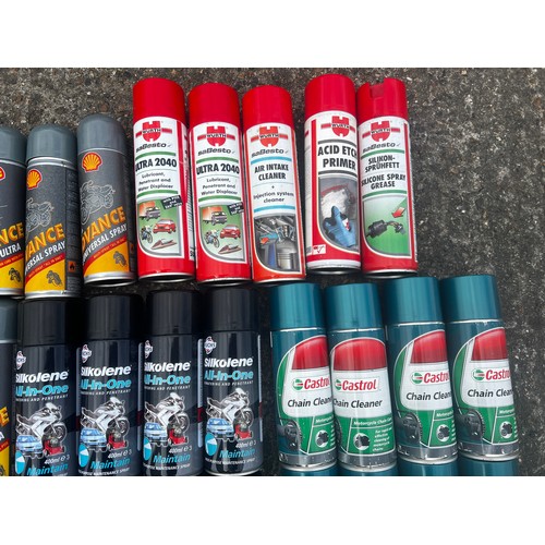 35 - Large quantity of Vehicle spray cans, Ultra 2040, Air intake Cleaner, Advance universal spray, Advan... 