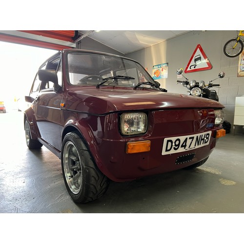 2 - 1987 Burgundy Fiat 126 powered by a ZZR1100 Petrol engine which pushes 140 BHP... this quirky little... 