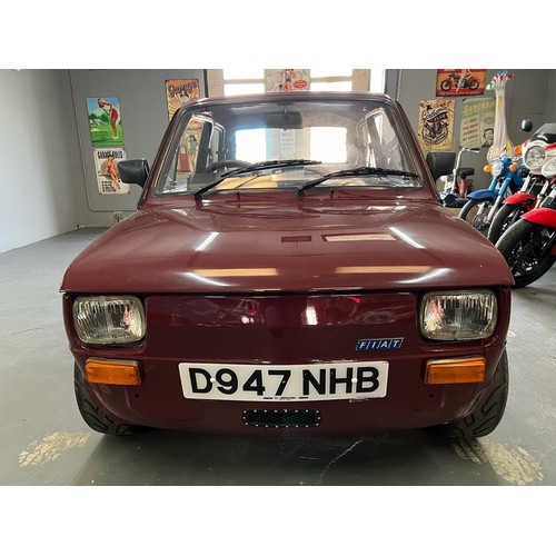 1987 Burgundy Fiat 126 powered by a ZZR1100 Petrol engine which pushes ...