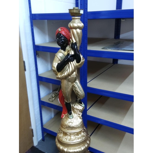 167 - Large plaster Blackamoor figure lamp on base, base 46cms, top 108cms