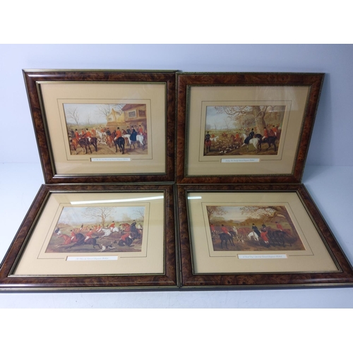 154 - Set of 4 hunt scenes and 3 other pictures, largest being 45 x 37cms