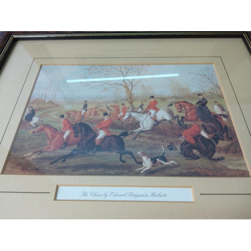 154 - Set of 4 hunt scenes and 3 other pictures, largest being 45 x 37cms