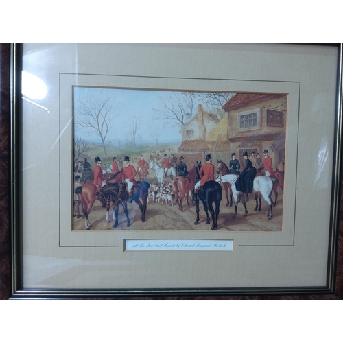 154 - Set of 4 hunt scenes and 3 other pictures, largest being 45 x 37cms