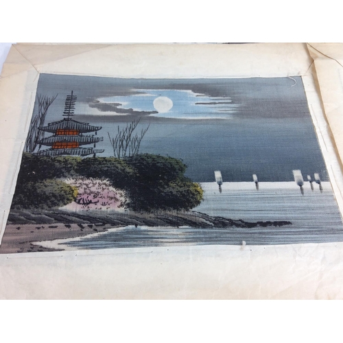 213 - 4 Japanese embroidered pictures