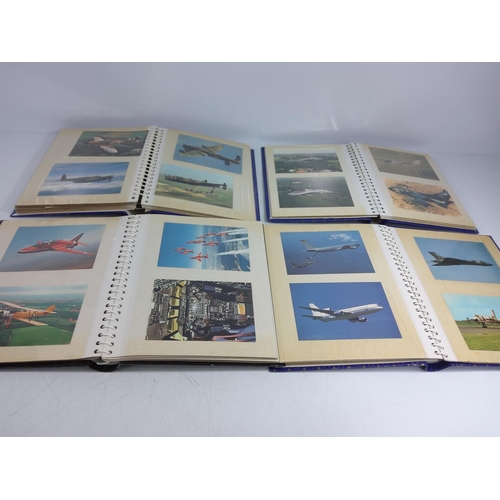 162 - 4 albums of military aircraft postcards and 3 albums of commercial aircraft postcards