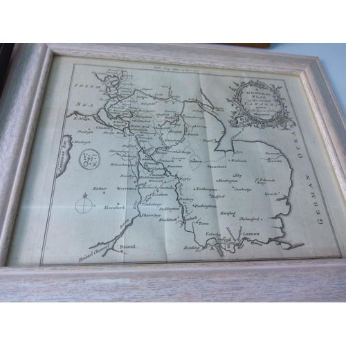 220 - 9 framed original antique maps, largest 59 x 71cms