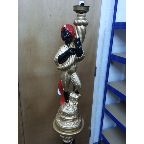 177A - Large plaster Blackamoor figure lamp on base, base 81cms, top 78cms