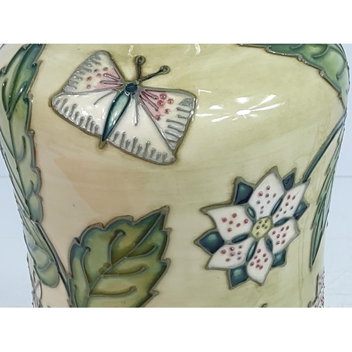 157 - Floral decorated Moorcroft lamp, 32cms in height