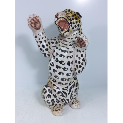 62 - Ceramiche Boxer Italy terracotta leopard figure, 39cms in height