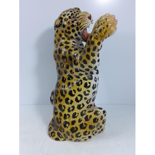 62 - Ceramiche Boxer Italy terracotta leopard figure, 39cms in height