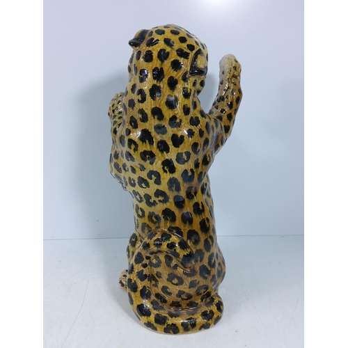 62 - Ceramiche Boxer Italy terracotta leopard figure, 39cms in height