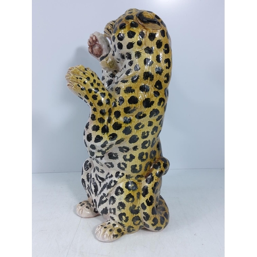 62 - Ceramiche Boxer Italy terracotta leopard figure, 39cms in height