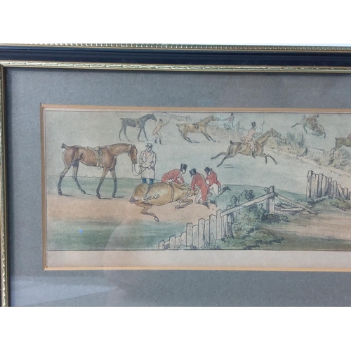 104 - Antique 1822 Henry Alken hunt scene picture, 62 x 18cms