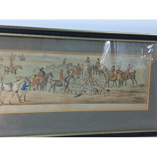 104 - Antique 1822 Henry Alken hunt scene picture, 62 x 18cms