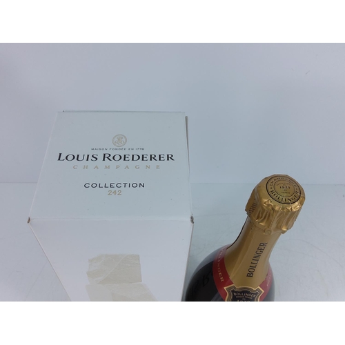 150 - Bottle of Bollinger champagne and boxed bottle Louis Roederer