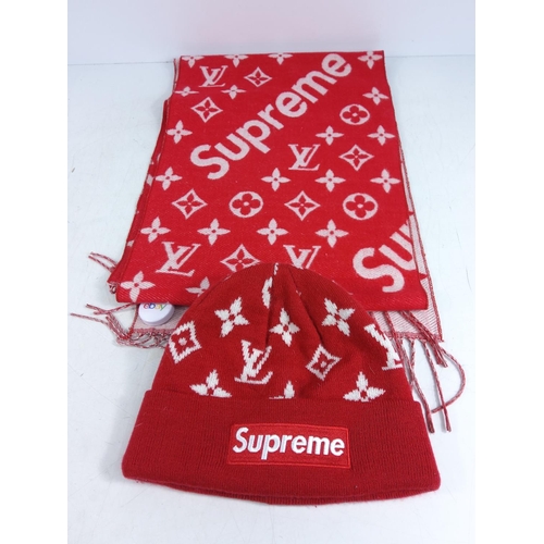 191 - Louis Vuitton scarf and a Supreme hat