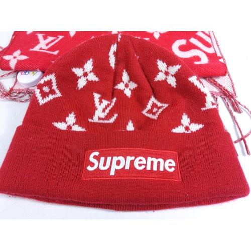 191 - Louis Vuitton scarf and a Supreme hat