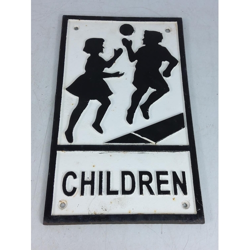 198 - Cast iron 'Children' sign, 30 x 18cms