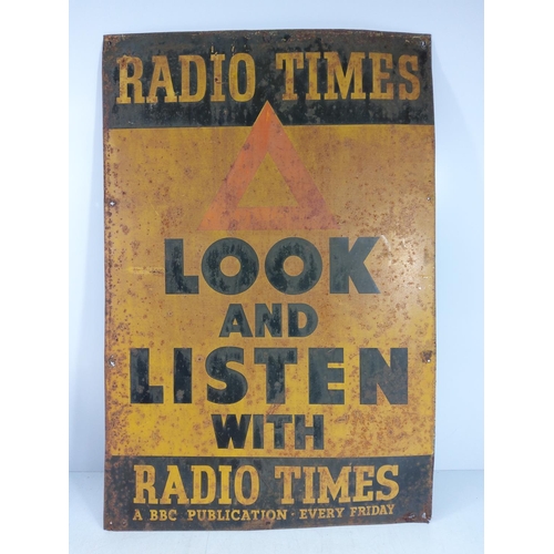 205 - Vintage Radio Times 'Stop, Look, Listen' sign, 76.5 x 51cms