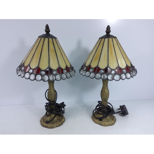 123 - Pair of Tiffany style lamps